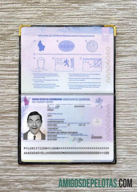 Foto do passaporte luxemburguês exemplo